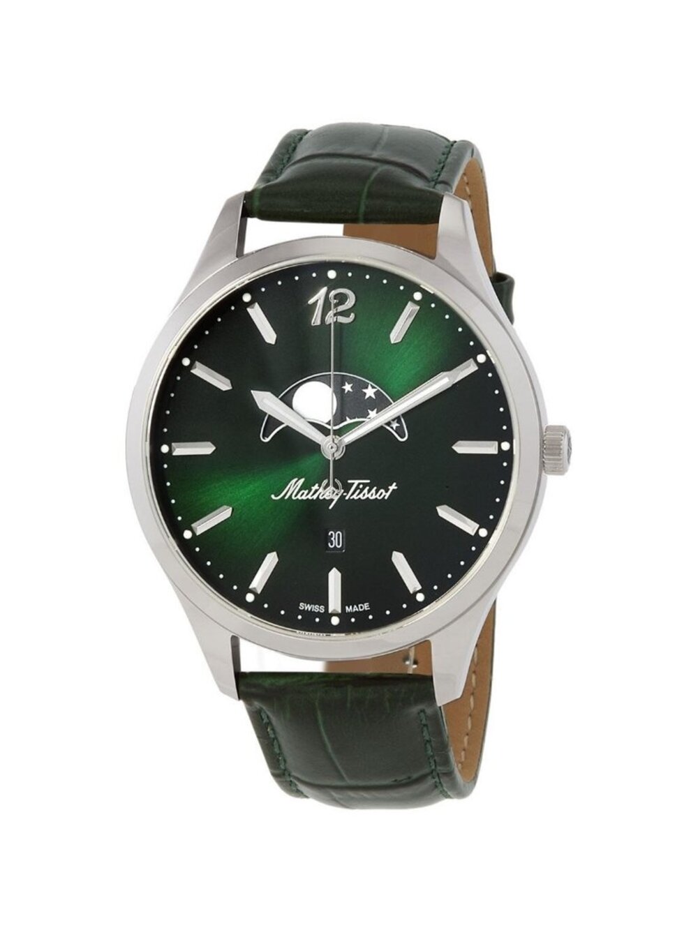 NWT Mathey-Tissot Urban Moon Quartz Moon Phase Green Dial Men's Watch
